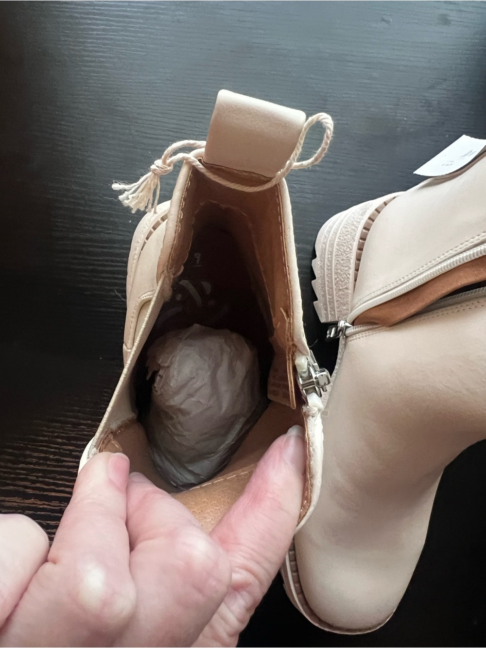 Sam & Libby Beige Cream Ankle Booties with Side Zip - Picture 3 of 9